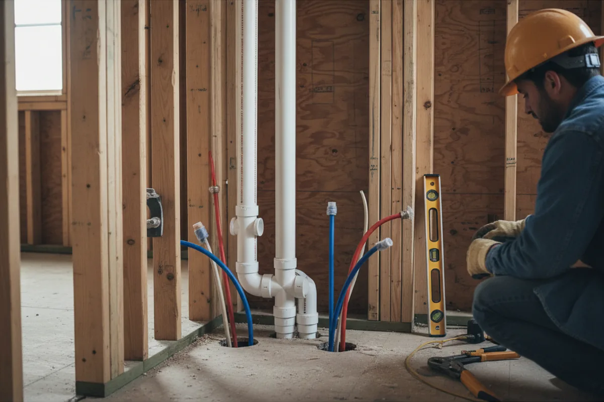 Drain and supply rough-in during Leak Detection in Sag Harbor