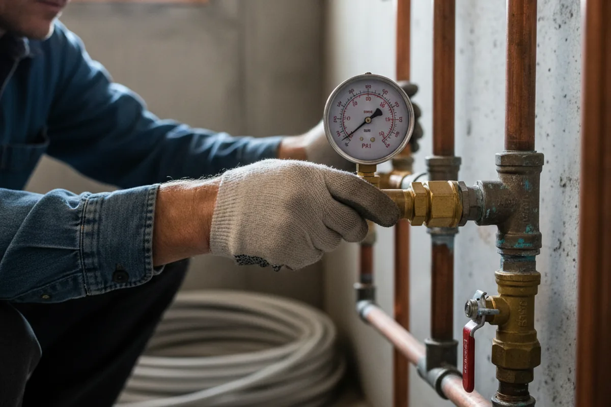 Pressure testing a repaired line during Water Line Repair in Sag Harbor